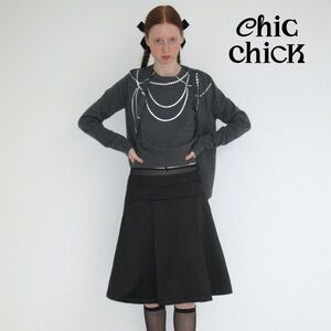 Chic Chick black satin low-rise skirt with lace panties trim details
